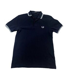 Fred Perry Men's Size Small Twin Tipped Polo Shirt Navy/White